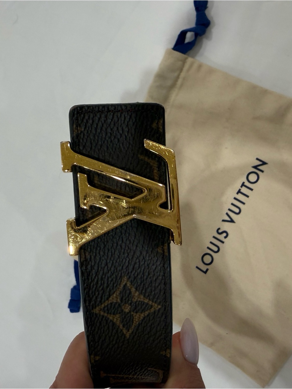 100% Authentic Louis Vuitton Monogram reversible Belt Brown Red Gold LV Buckle - Picture 2 of 4